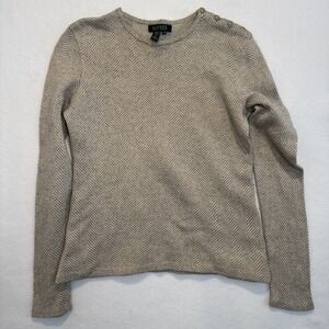 Lauren Ralph Lauren Women's Herringbone Cashmere Silk  Preppy Sweater Size M‎